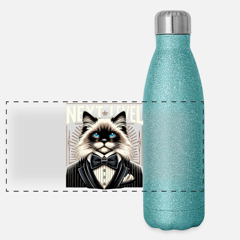 Chat Sacré de Birmanie Chat de Birmanie Cadeau de smoking Gourde isotherme panoramique pailletée 500 ml