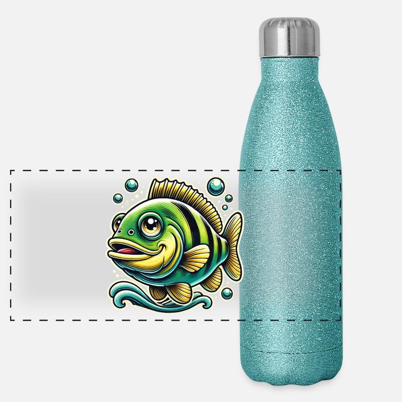Design Perch River Bass Gourde isotherme panoramique pailletée 500 ml