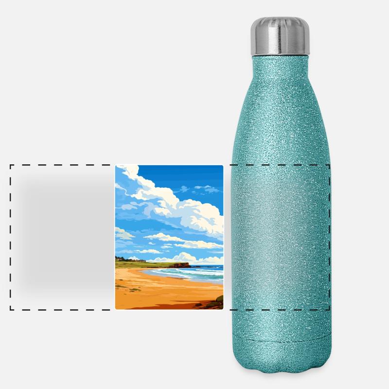 Constantine Bay Cornwall England Travel Poster WPA Panoramic Glitter Thermal Bottle 500 ml