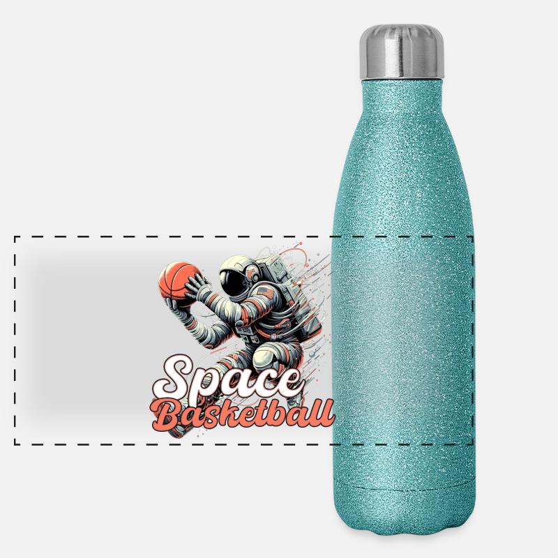 Cadeau d’astronaute de basket-ball de l’espace Gourde isotherme panoramique pailletée 500 ml