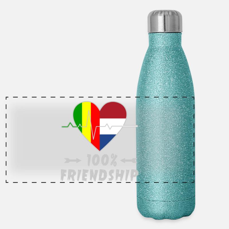 100 % amitié entre le Mali et les Pays-Bas Gourde isotherme panoramique pailletée 500 ml