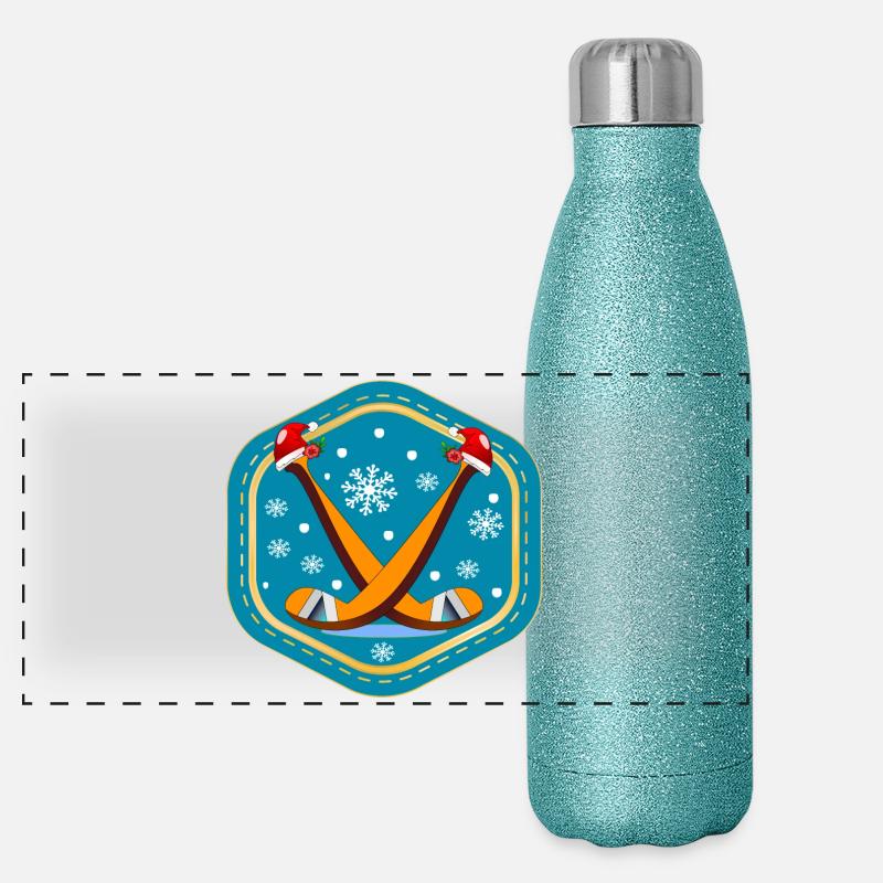 WEIHNACHTEN EISHOCKEY Panorama Glitzer Isolierflasche 500 ml