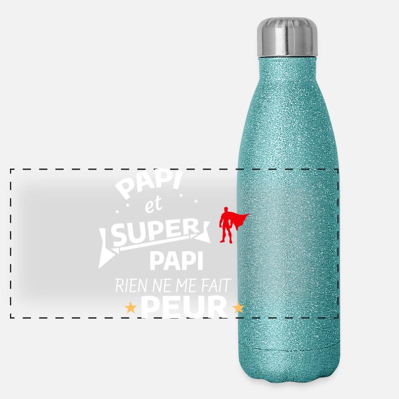 Superheld Humor Vaterschaft Geschenk Panorama Glitzer Isolierflasche 500 ml