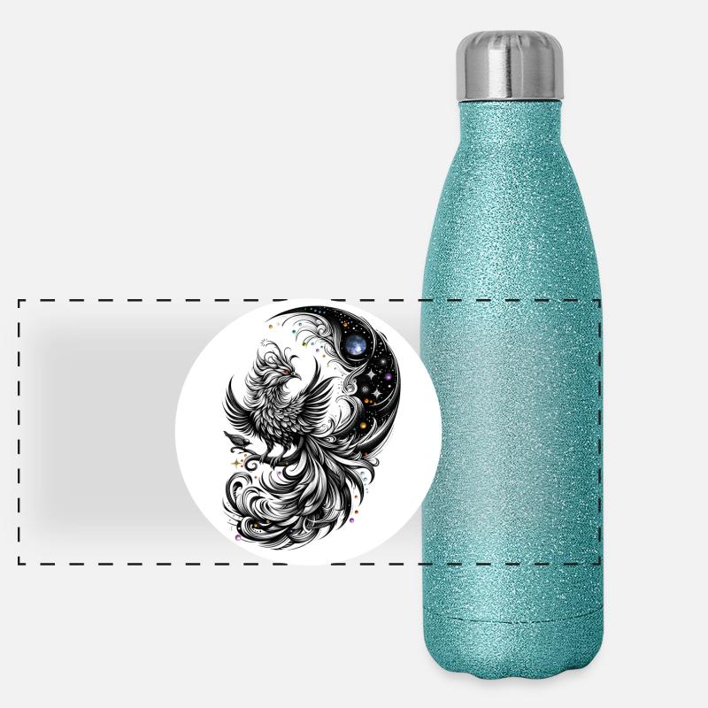 Comet Phoenix in the Moon Circle Panoramic Glitter Thermal Bottle 500 ml