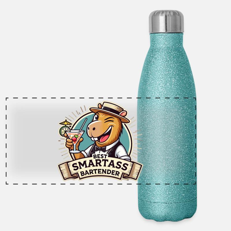 Barman Barman Capybara Capy Gift Gourde isotherme panoramique pailletée 500 ml
