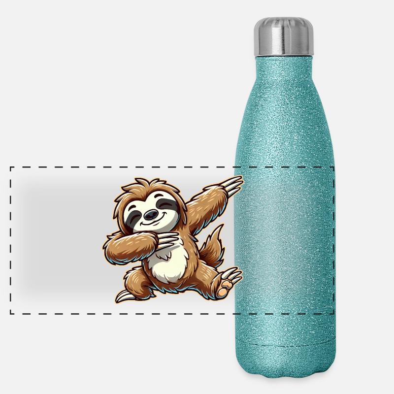Dabbing Faultier Dab Tanzen Geschenk Geschenkidee Panorama Glitzer Isolierflasche 500 ml