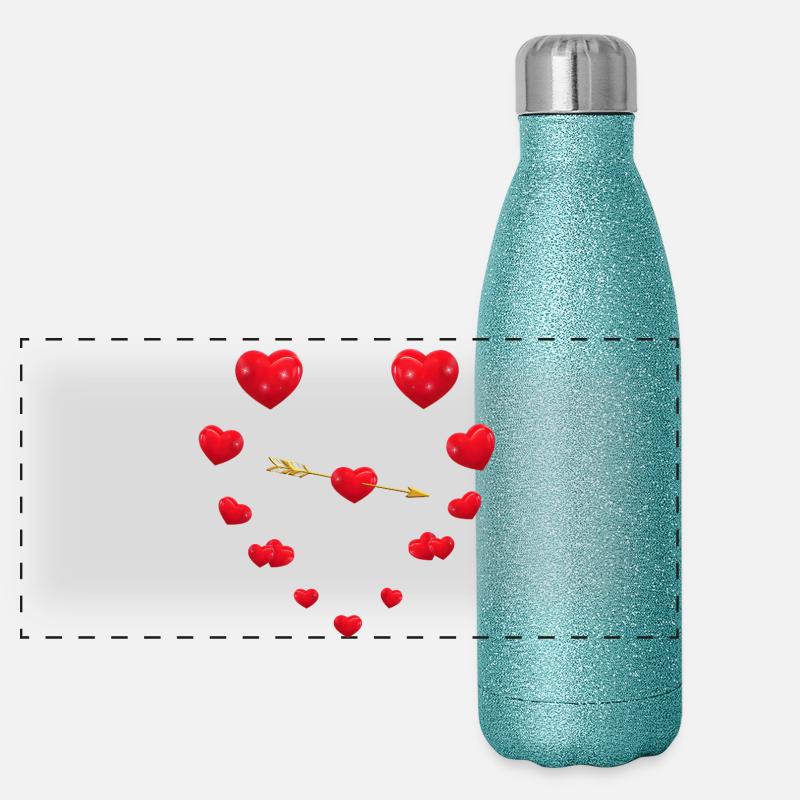 Conception de coeur aimant avec flèche Gourde isotherme panoramique pailletée 500 ml