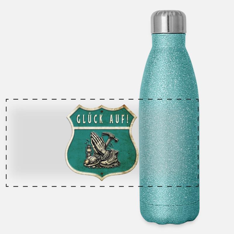 Exploitation minière – Foi et travail Gourde isotherme panoramique pailletée 500 ml