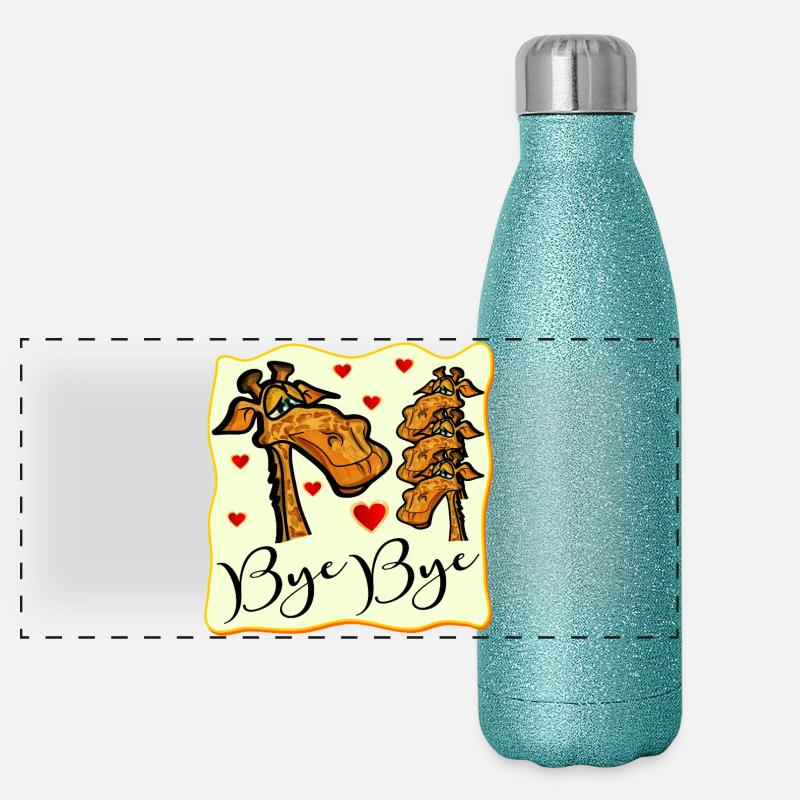 ABSCHIED BYE BYE LUSTIG Panorama Glitzer Isolierflasche 500 ml