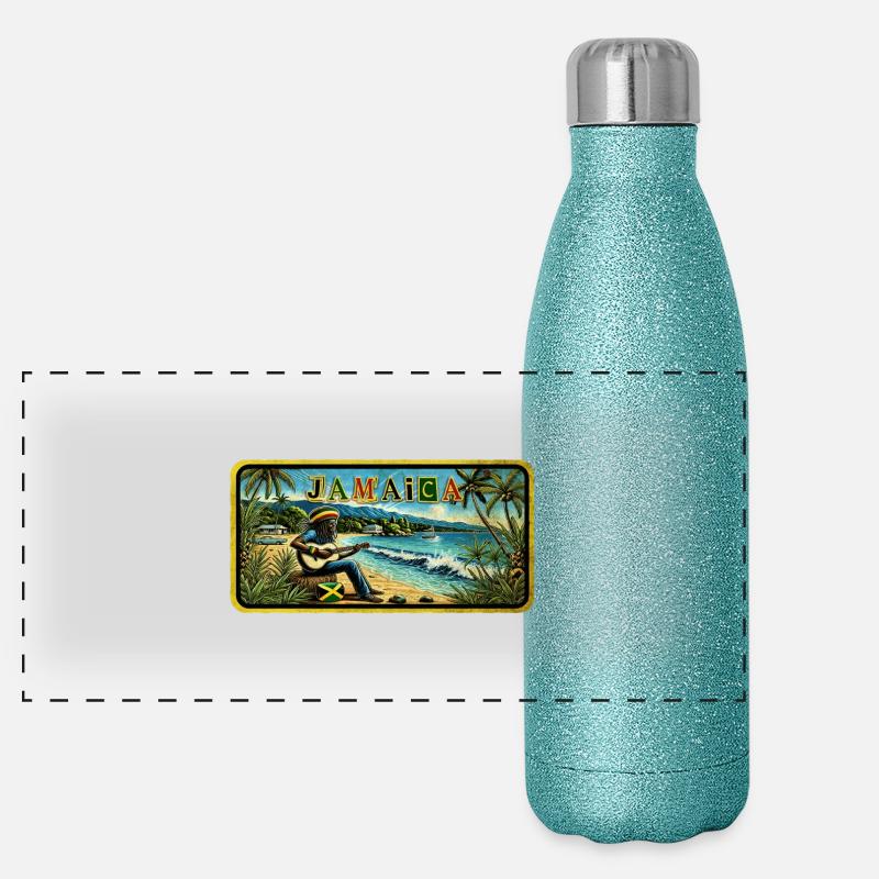 Ambiance Reggae Jamaïque Gourde isotherme panoramique pailletée 500 ml