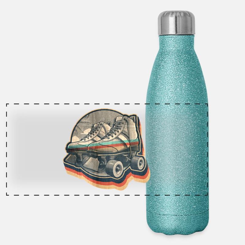 Roller vintage été rétro disco design graphique Gourde isotherme panoramique pailletée 500 ml