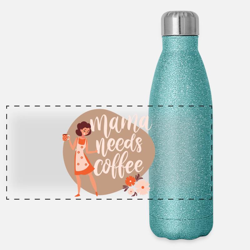 Mama needs coffee Panorama Glitzer Isolierflasche 500 ml