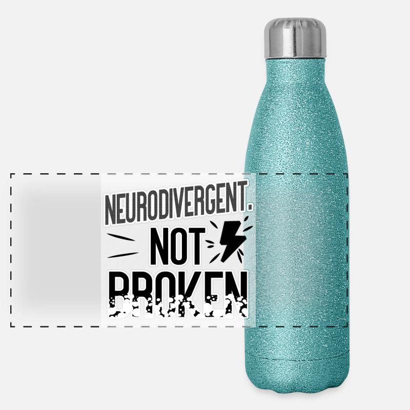 Neurodivergent Not Broken – Neurodiversity Pride Panoramic Glitter Thermal Bottle 500 ml