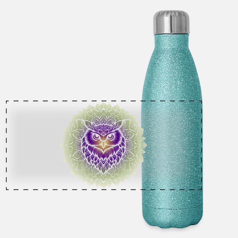 Uralte Weisheit Mandala Panorama Glitzer Isolierflasche 500 ml