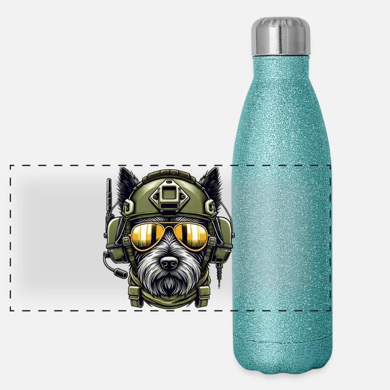 Terrier écossais Conception militaire Gourde isotherme panoramique pailletée 500 ml