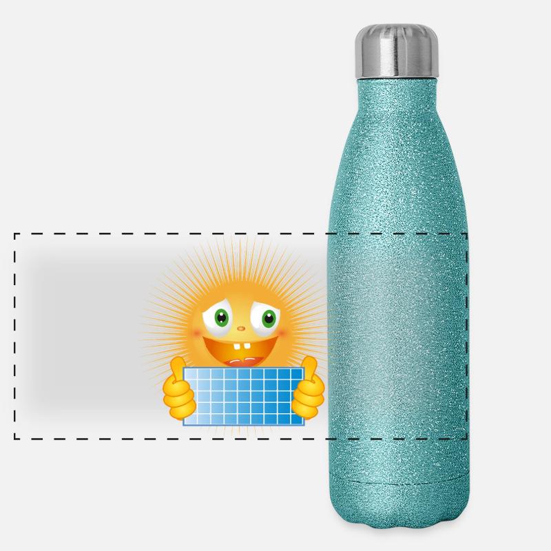 Soleil éclatant avec panneau solaire Gourde isotherme panoramique pailletée 500 ml