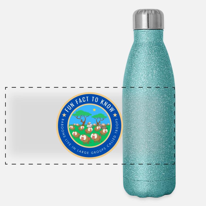 Baboons live in large groups called troops Panoramic Glitter Thermal Bottle 500 ml