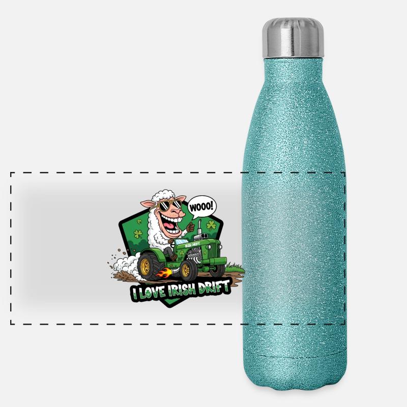Irisches Drift Schaf Auto Design Panorama Glitzer Isolierflasche 500 ml