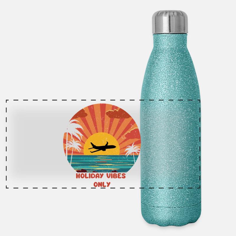 coucher de soleil avion vacances design Gourde isotherme panoramique pailletée 500 ml