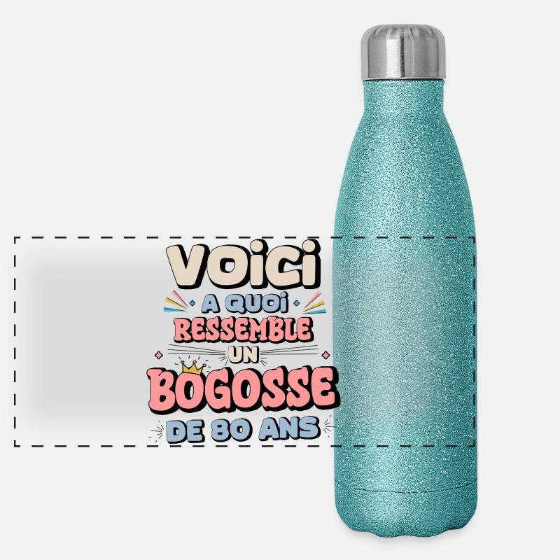 80th Birthday Humor Panoramic Glitter Thermal Bottle 500 ml