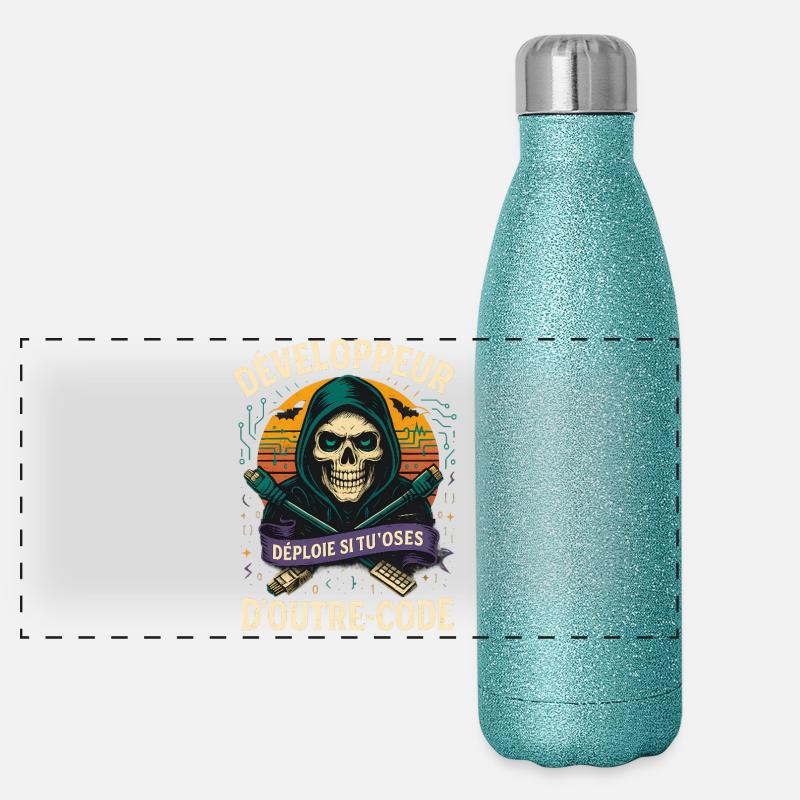 Web Developer - Halloween Skull Panoramic Glitter Thermal Bottle 500 ml