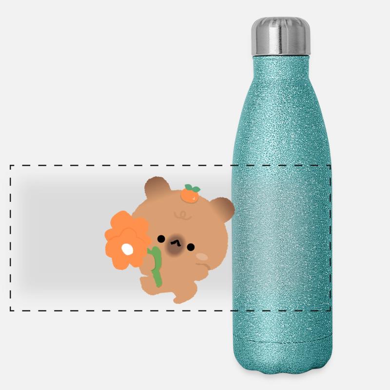 Capybara romantique Gourde isotherme panoramique pailletée 500 ml