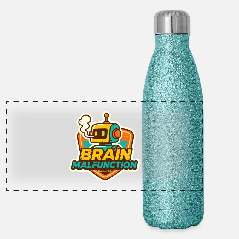 Dysfonctionnement cérébral Conception de robot rétro Gourde isotherme panoramique pailletée 500 ml