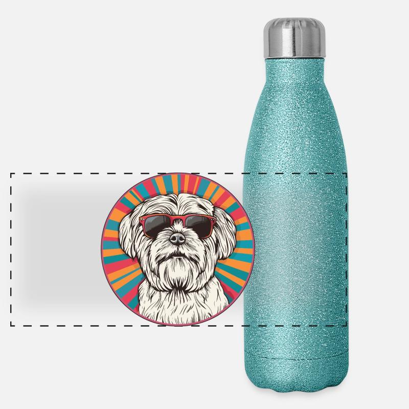 Chien décontracté avec des lunettes de soleil Gourde isotherme panoramique pailletée 500 ml