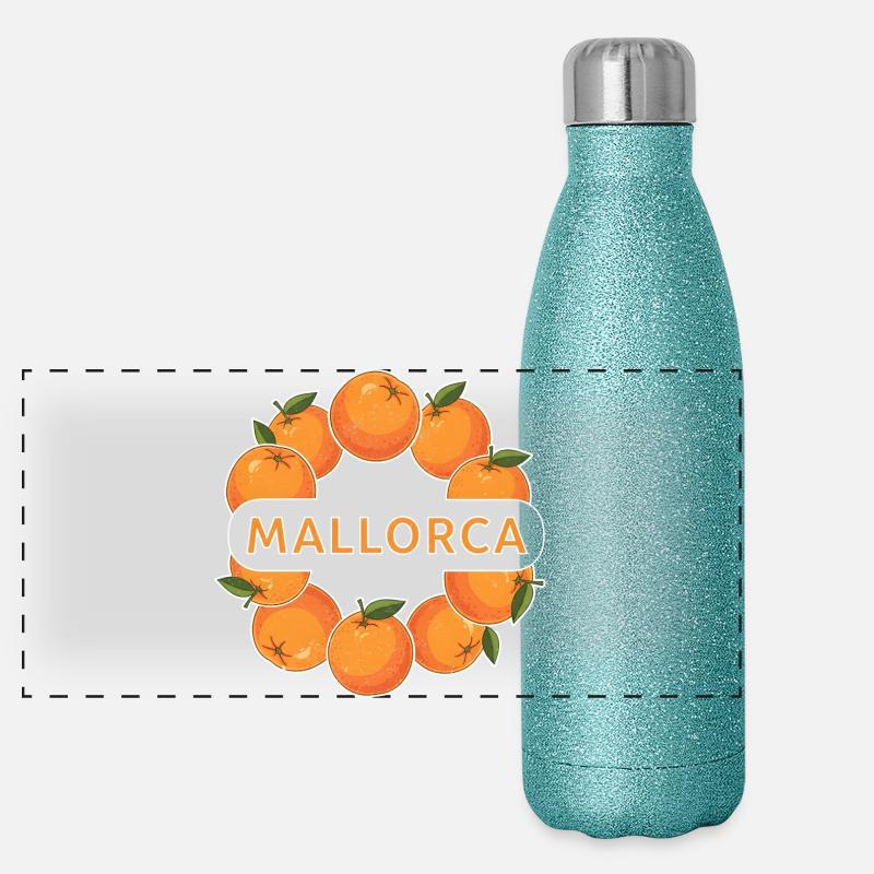 Mallorca Orange Circle Panoramic Glitter Thermal Bottle 500 ml