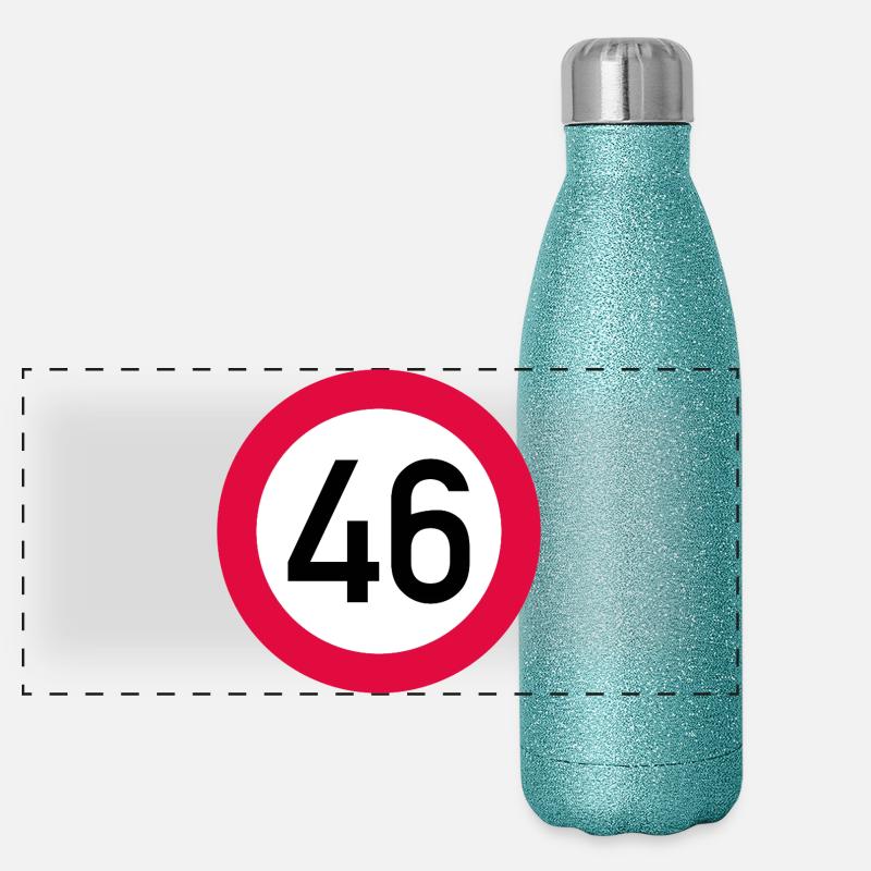 46e anniversaire Attention ! Panneau de signalisation 46 Km/h Gourde isotherme panoramique pailletée 500 ml