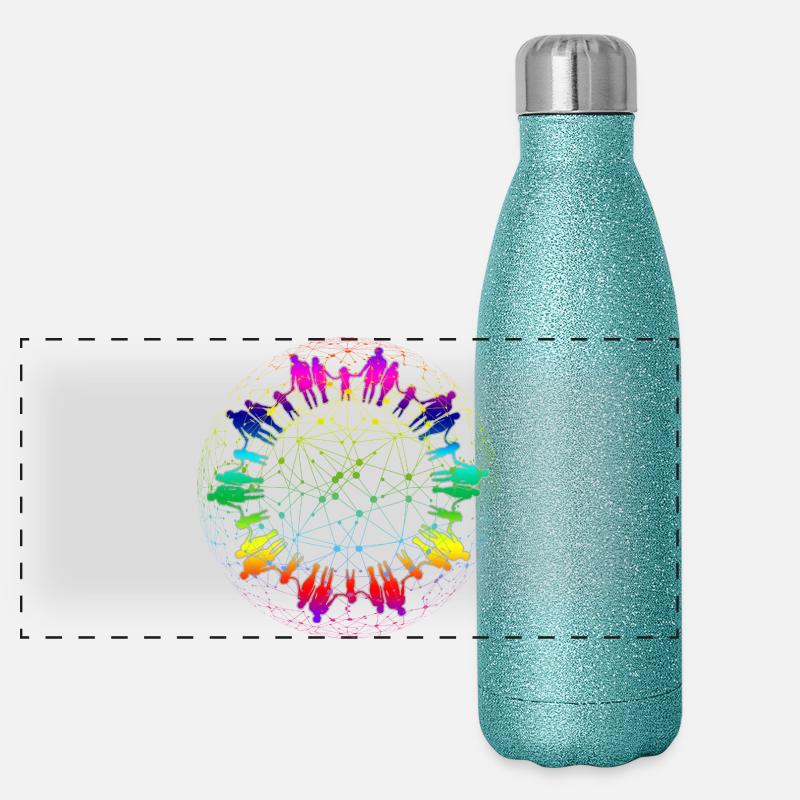 Regenbogen Netz der Gemeinschaft Panorama Glitzer Isolierflasche 500 ml