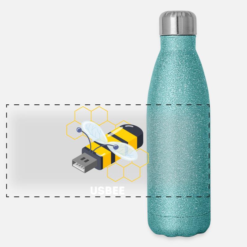Dessin animé drôle d’abeille USB Gourde isotherme panoramique pailletée 500 ml