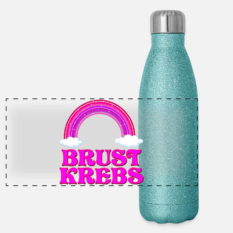 BRUSTKREBS REGENBOGEN Panorama Glitzer Isolierflasche 500 ml