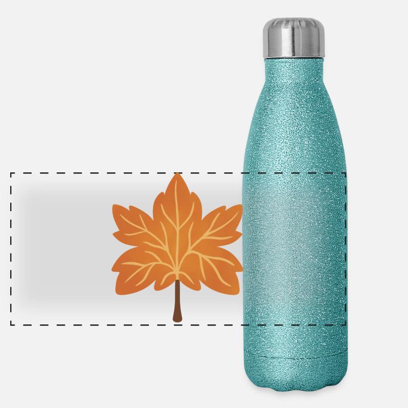 Herbstliche Ahornblatt-Silhouette Panorama Glitzer Isolierflasche 500 ml