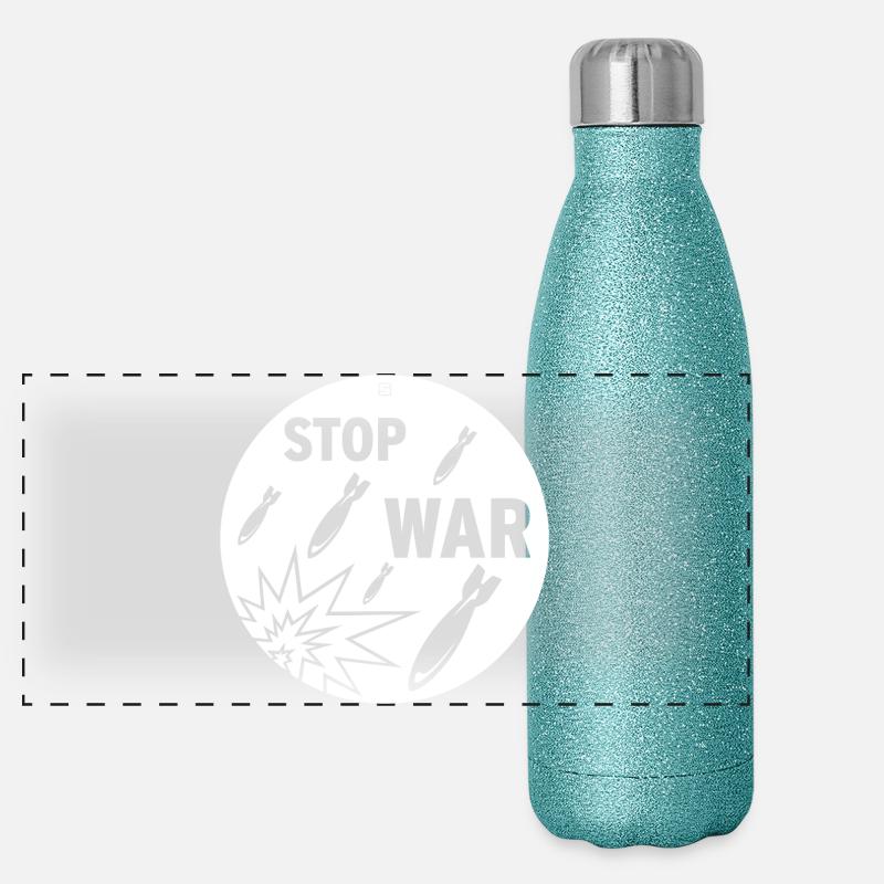 STOP WAR Panorama Glitzer Isolierflasche 500 ml