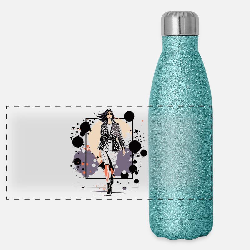 Night Leather Icon Panoramic Glitter Thermal Bottle 500 ml