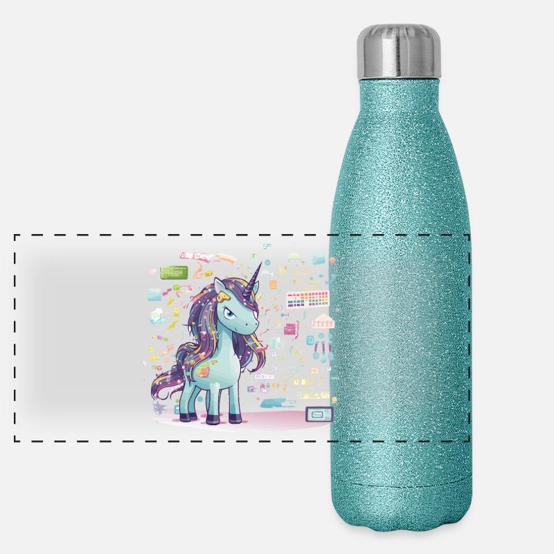 Unicorn Technology Spell Illustration Panoramic Glitter Thermal Bottle 500 ml
