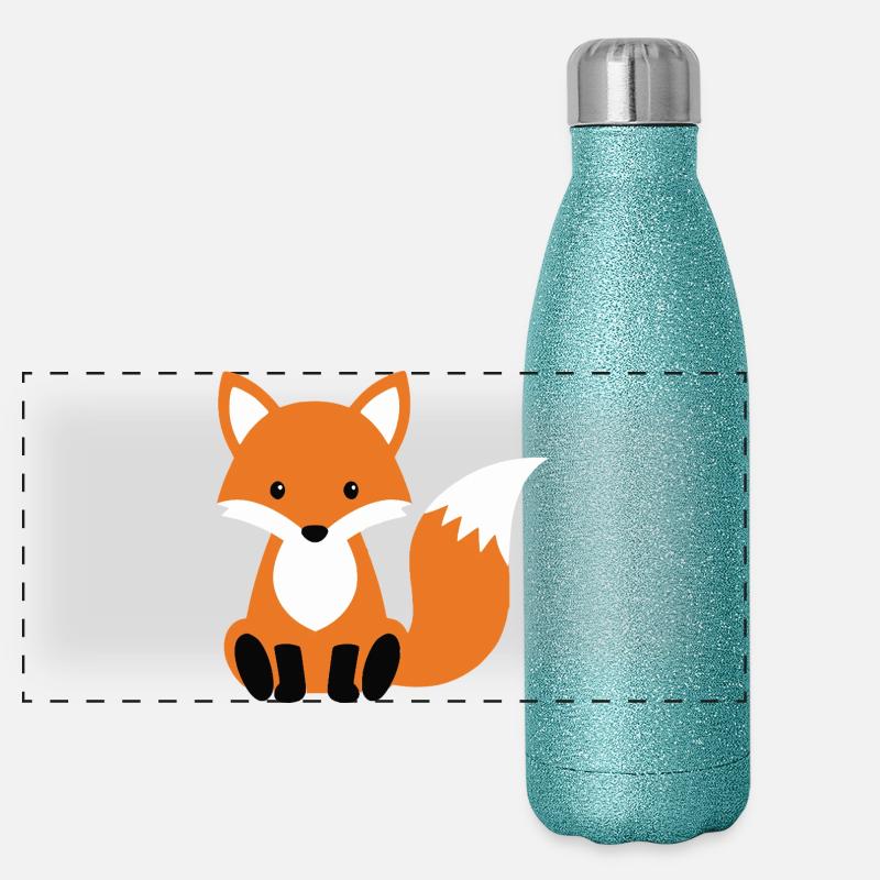 Style minimaliste de renard assis mignon Gourde isotherme panoramique pailletée 500 ml