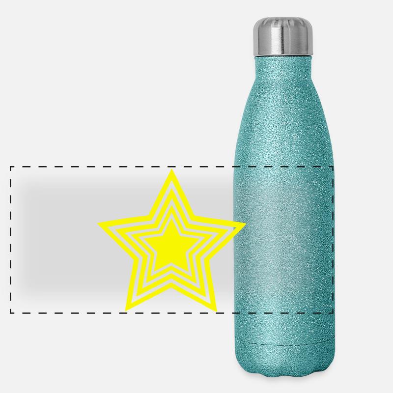 Unendlicher Gelber Stern Panorama Glitzer Isolierflasche 500 ml