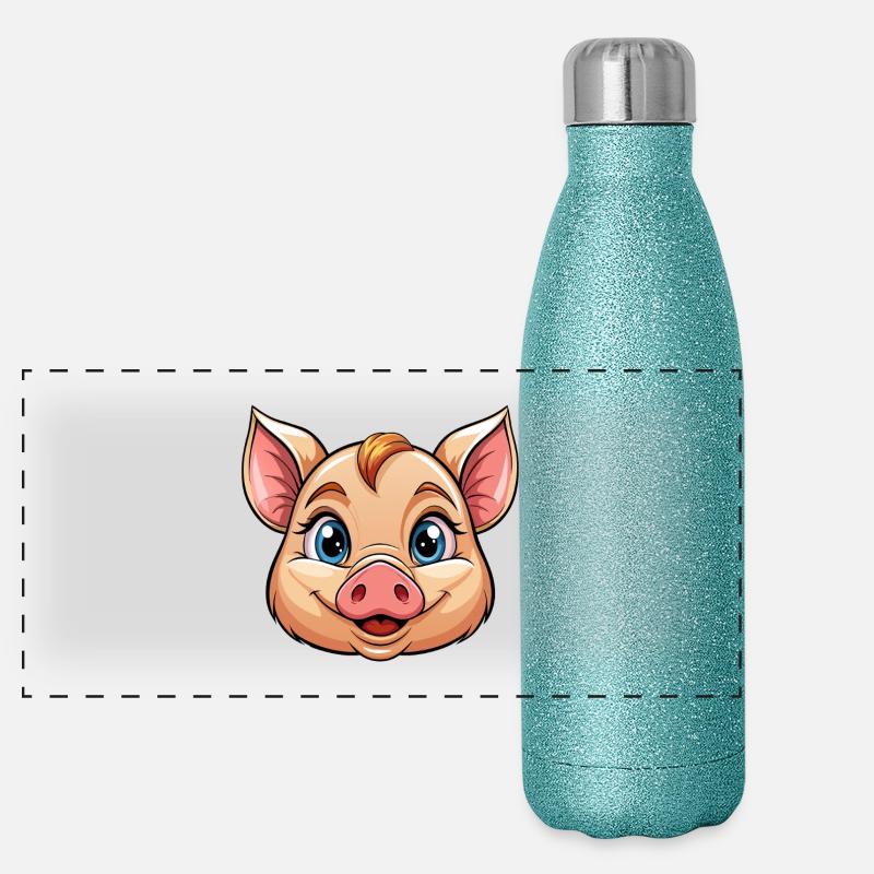 Face de cochon Gourde isotherme panoramique pailletée 500 ml