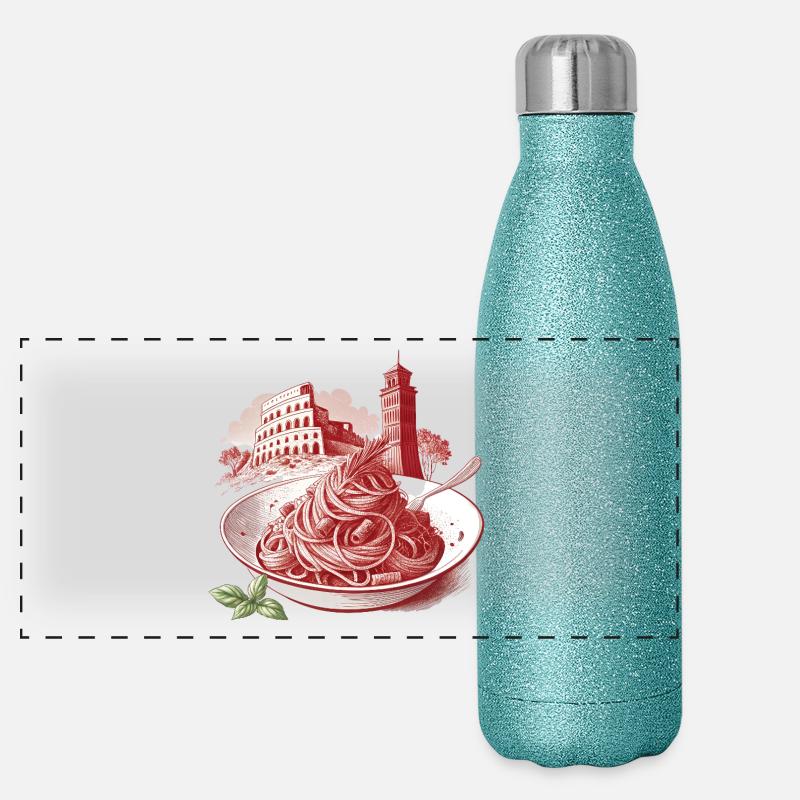 Roman pasta meets landmarks Panoramic Glitter Thermal Bottle 500 ml