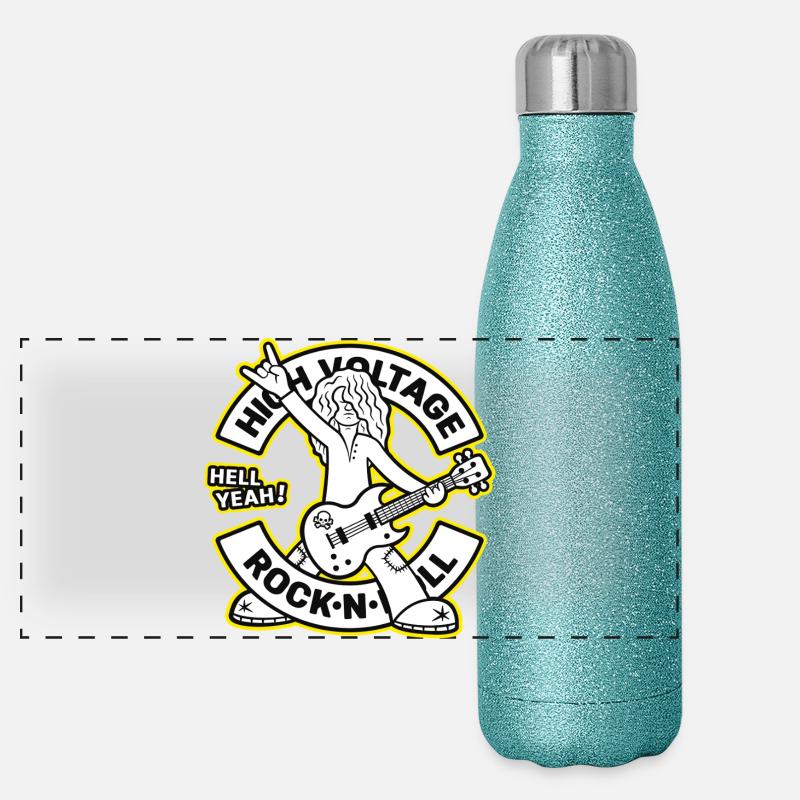 High Voltage Rock'n'Roll-Gitarrist Panorama Glitzer Isolierflasche 500 ml