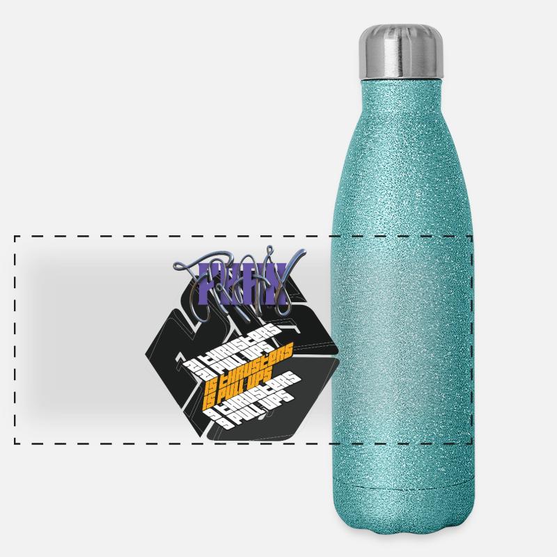 Fran Hero WOD Cross Training dark graphic version graphic Panoramic Glitter Thermal Bottle 500 ml