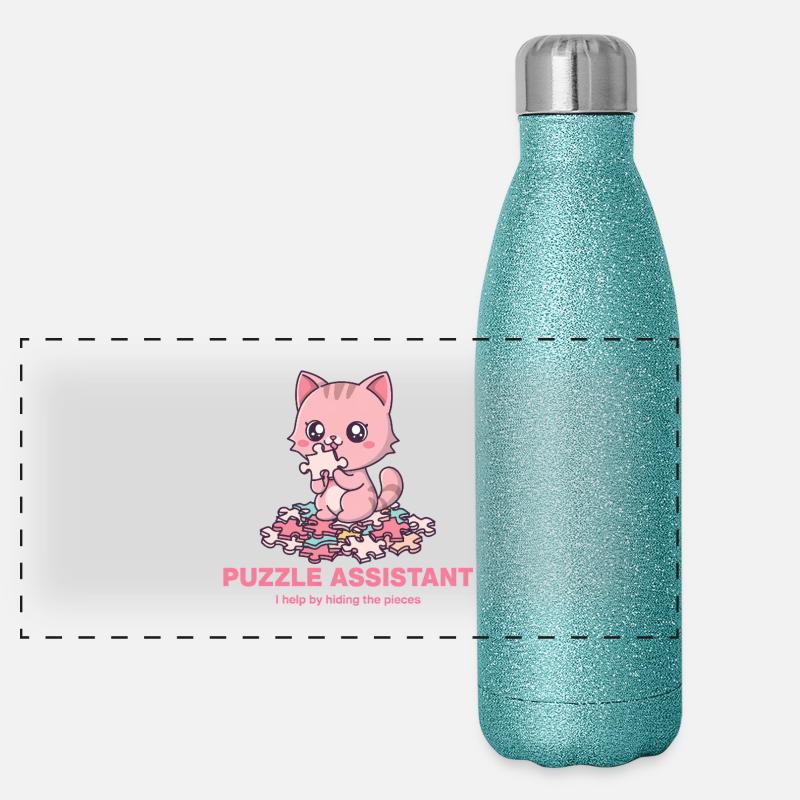 Aide au puzzle et citation pour chat Gourde isotherme panoramique pailletée 500 ml