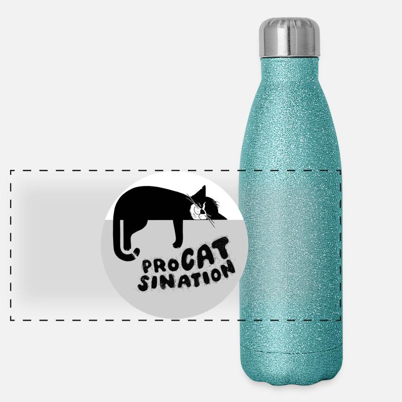 Typ-o-Cat #87 ProCATsination - Panorama Glitzer Isolierflasche 500 ml - Blau Glitzer