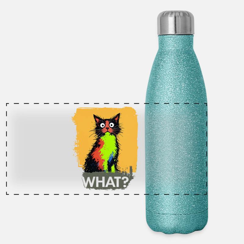What Katze Farbexplosion - Panorama Glitzer Isolierflasche 500 ml - Blau Glitzer