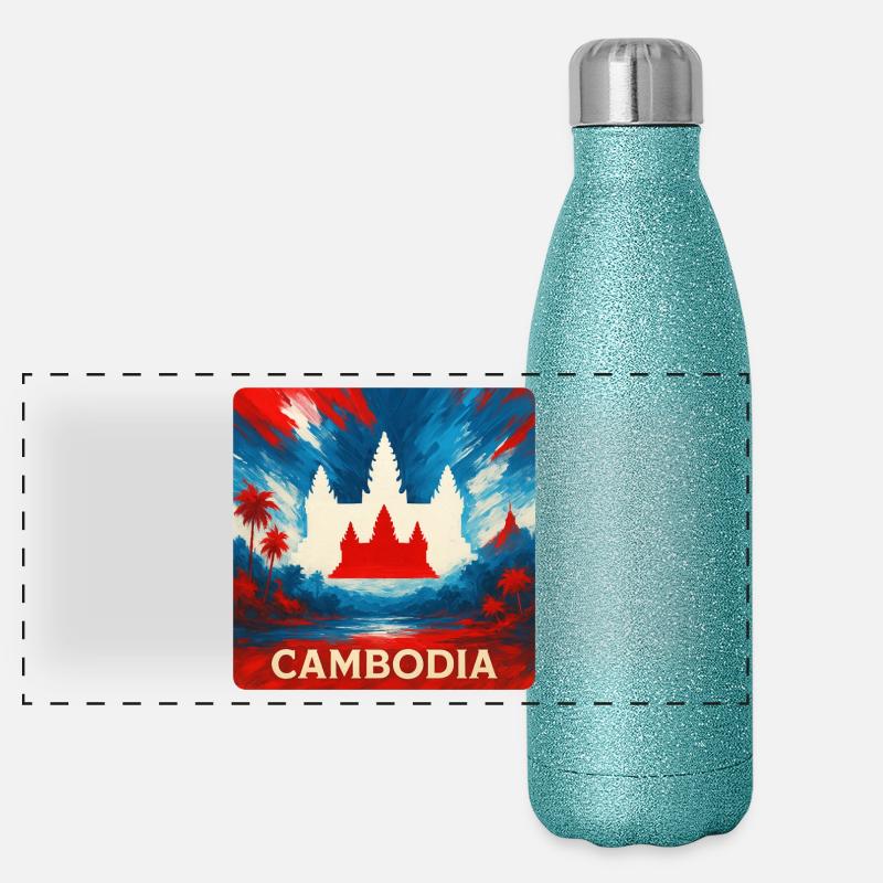 Conception du temple au Cambodge Gourde isotherme panoramique pailletée 500 ml