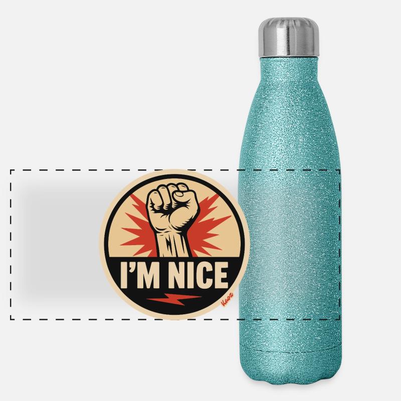 I’m Nice Fäuste-Statement Panorama Glitzer Isolierflasche 500 ml