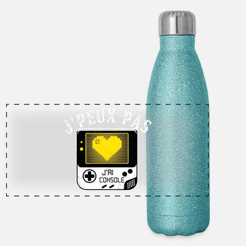 J'peux pas j'ai console cœur rétro Gourde isotherme panoramique pailletée 500 ml