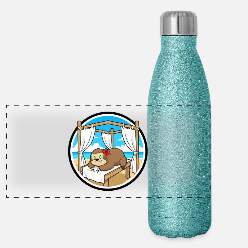 Beach Spa Sloth Animal Relaxing Art Panoramic Glitter Thermal Bottle 500 ml